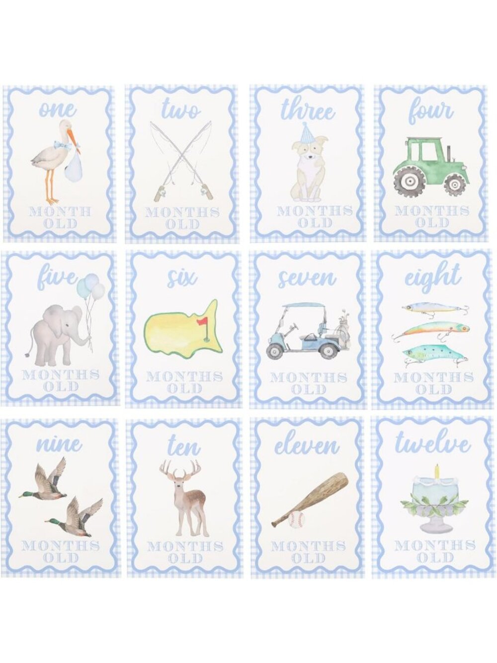 Gingham Milestone Monthly Cards - My First Photo Prop Set for Baby's Milestones
